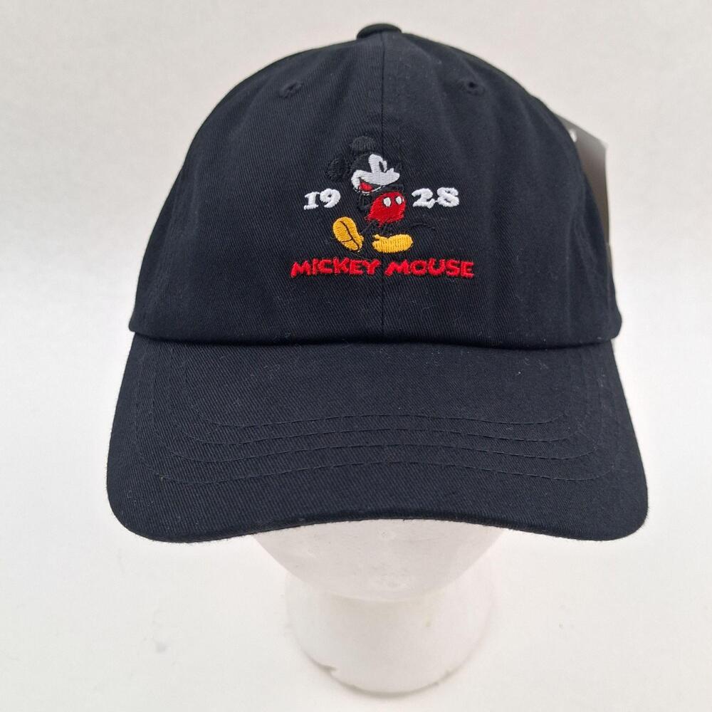 Mickey Mouse Disney Hat Cap Strap Back One Size F Black Embroidered Cartoon